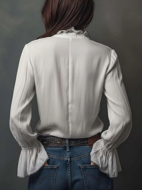 Women's Casual Fashion Long Sleeve Zip up Top round Neck Solid Color Loose Fitting Shirt Style Versatile Blouse for Spring/Autumn_ecoleips.com