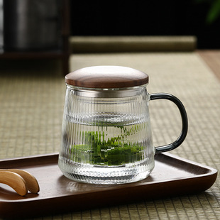 Customized Tea and Water Separation Tea Cup, Heat-Resistant Glass Filter Tea Ceremony Cup with Lid, Household Flower Tea Cup, Office Water Cup