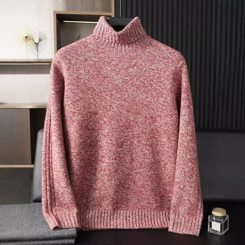 Осенний и зимний новый 100% чистый горный кашемировый свитер мужской высокий воротник цветочная пряжа утолщение теплый свободный повседневный свитер трикотаж