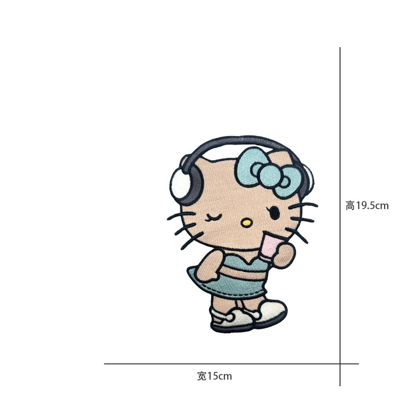 Cartoon al por mayor bordado por computadora kt pegatinas de tela de gato Sanliogou diy pegatinas de parche tejido cesta de ropa adorno accesorios pegatinas