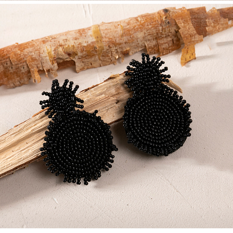 20g Weight Bohemian Solid Color Beaded Drop Earrings
