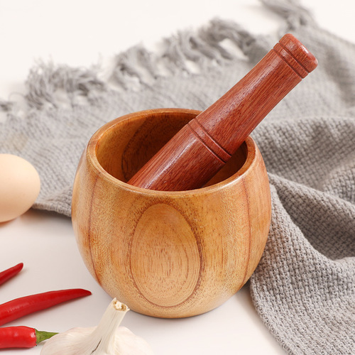 Manufacturer of traditional old-fashioned garlic mortar household garlic grinder manual garlic pounder jujube wood garlic jar