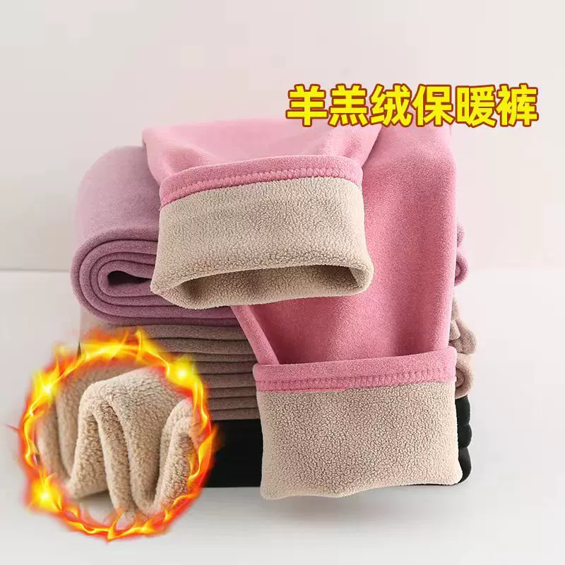 驼绒女士保暖单裤加绒厚秋裤打底棉毛裤中老年抗寒绒裤冬季一体
