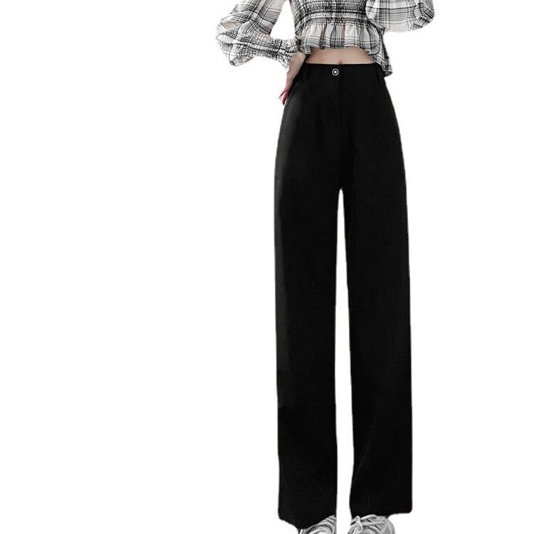 Fashion Wide Leg Pants Women's Pants Summer Thin Draping Straight Pants Small Summer Pants Black Suit Pants