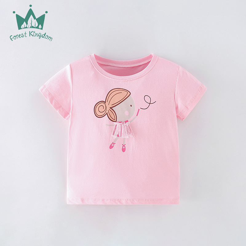 Forestkingdom Kidsren's Clothing Wholesale Kidsren's T-Shirt 2025 Summer Cartoon Printed Short-Sleeved Girls Short-Sleeved Forestkingdom Kidsren's Clothing Wholesale Kidsren's T-Shirt 2025 Summer Cartoon Printed Short-Sleeved Girls Short-Sleeved