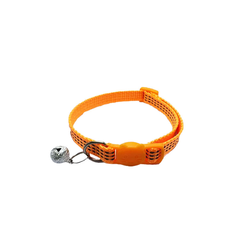 Pei Pei nuevo producto de seda reflectante botón de gato de color collar de gato reflectante ajustable botón de seguridad correa campana esmerilada