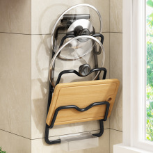 锅盖架壁挂式免打孔厨房置物架多功能家用收纳架菜板架多层砧板架