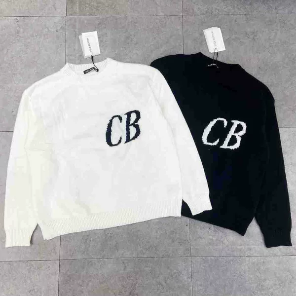 Cole Buxton minimalist letter jacquard knit sweater for men and women, loose casual round-neck pullover sweater, trendy