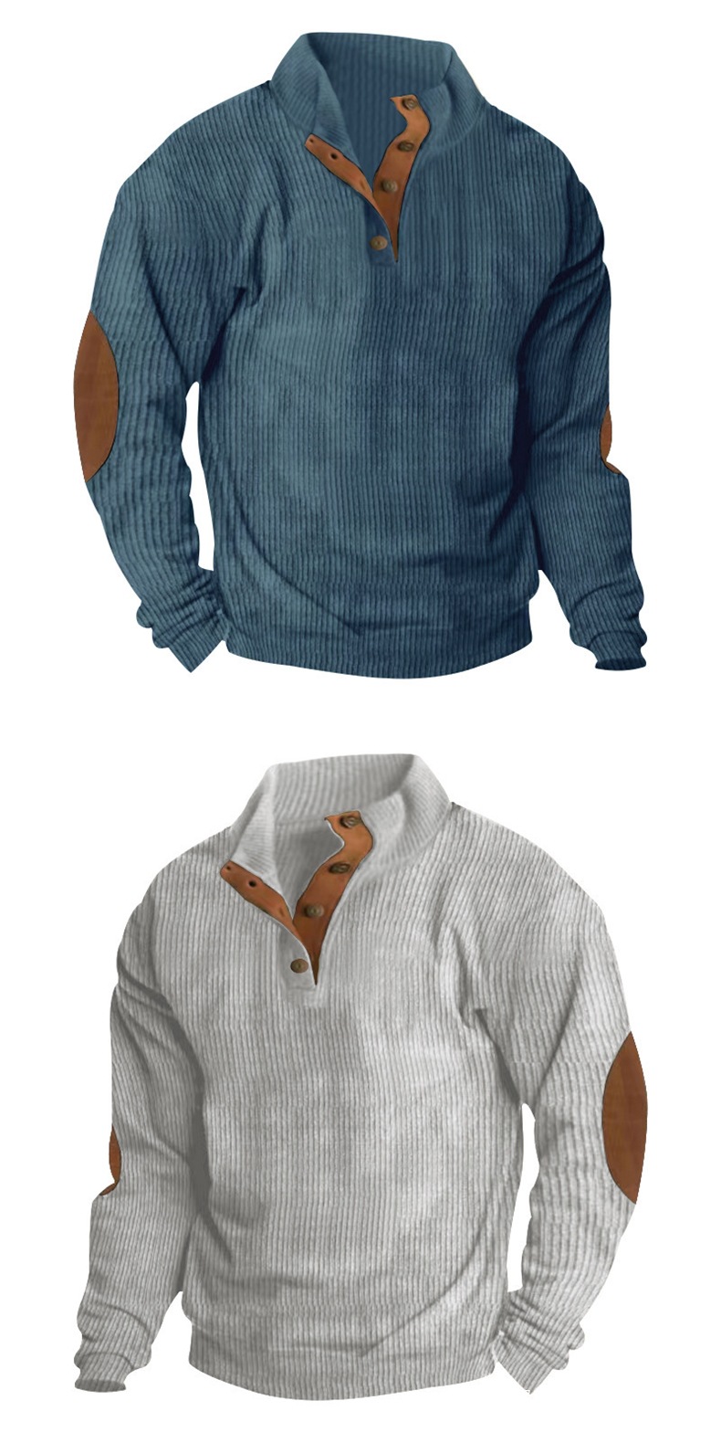 Corduroy Patchwork Shirt Jacket For Men Vintage Casual Style_voghion.com