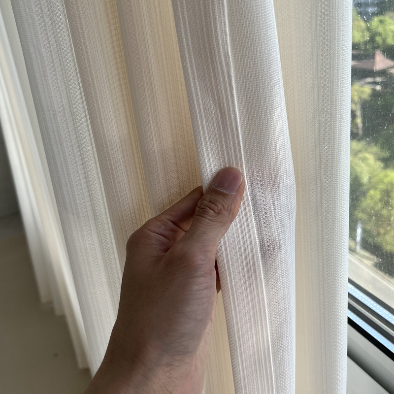 夏天防晒隔热纱帘！奶油风加厚镜面纱窗帘法式客厅阳台透光不透人|undefined