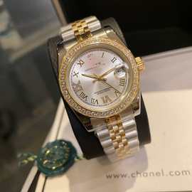 一件代发劳家经典日志系列手表罗马灰面钻圈钢带手表跨境外贸批发