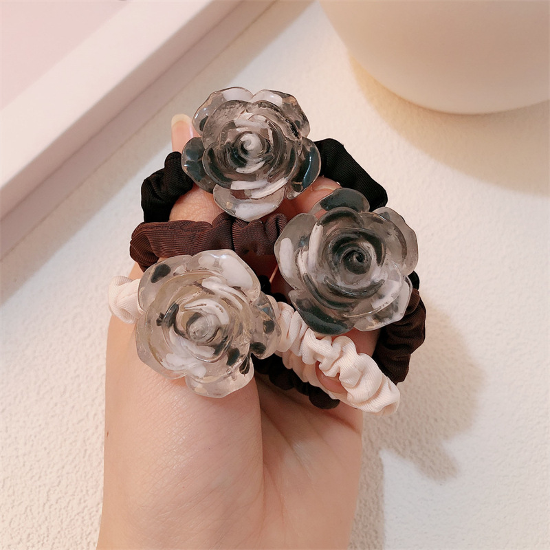 Camellia original anillo de pelo intestino delgado temperamento flor de la niña cuerda de cabeza de banda de goma de alta elasticidad cuerda de pelo universal adornos para el pelo