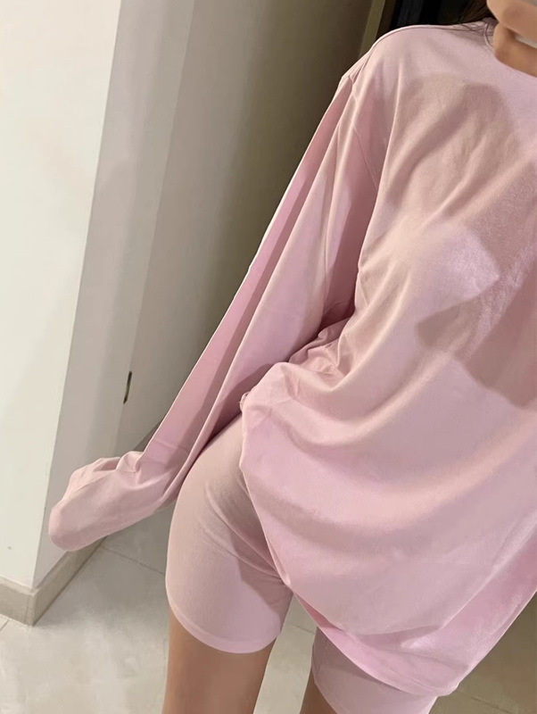 在庫あり skims ゆったり肌に優しい長袖Tシャツ レディース ゆったり快適 カーダシアン風 BFスタイル ホームウェア パジャマセット|undefined