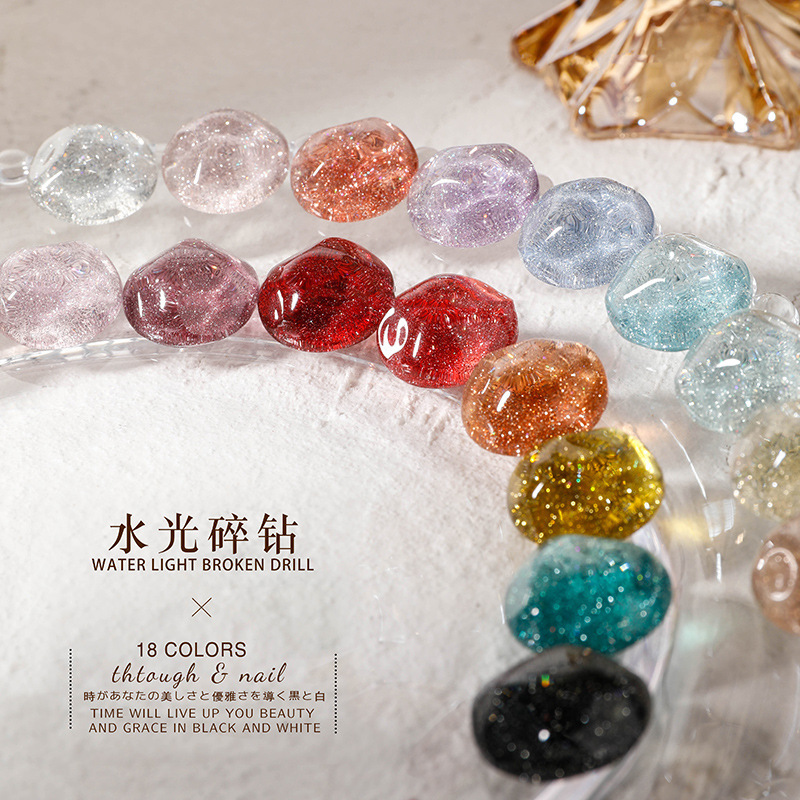 爆闪碎钻胶清透裸色密闪裸粉光疗指甲油仙女显白温柔冰透春夏新款