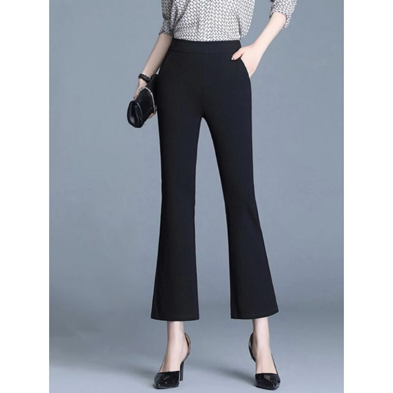 Small Draping Short 155 Spring and Autumn Micro-flared Pants Women's High Waist High 150 Matching Thin Suit Pants Nine Points Small Draping Short 155 Spring and Autumn Micro-flared Pants Women's High Waist High 150 Matching Thin Suit Pants Nine Points
