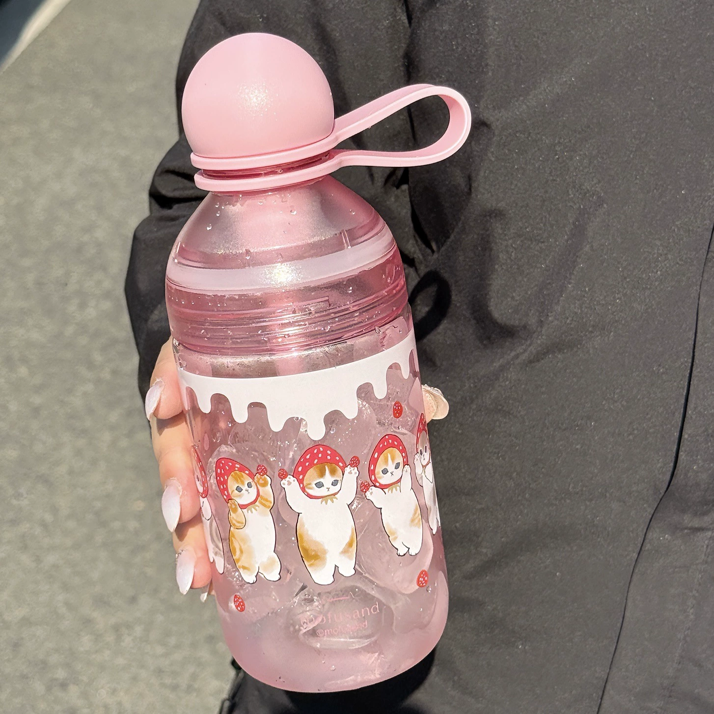 Cute high quality glass, handheld space summer plastic fruit tea, fall protection