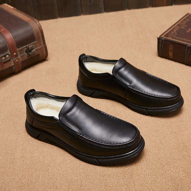 Scarpe casual invernali da uomo in vera lana morbida e pelle, calde e comode_voghion.com