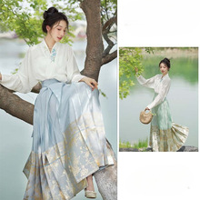 【满庭芳】仿织金纱马面裙汉服日常五色春季轻薄马面裙套装