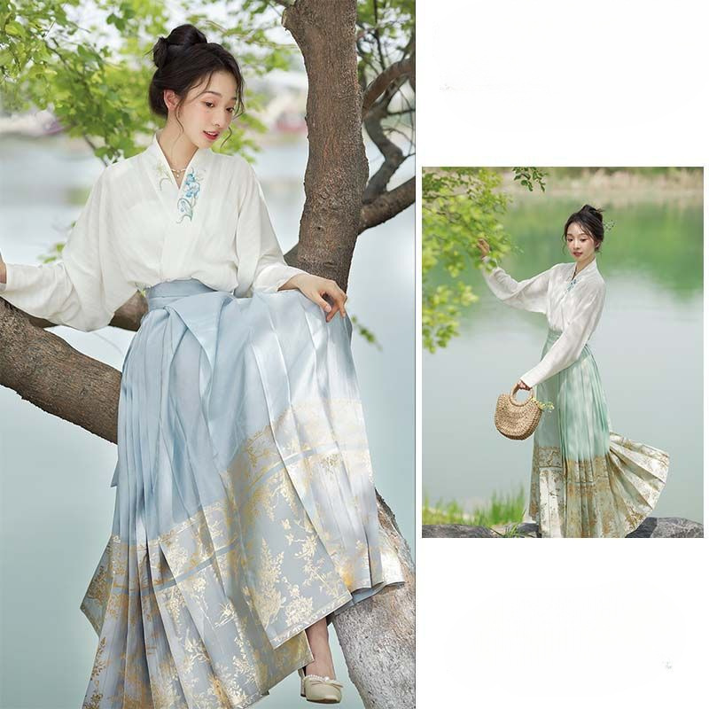 【满庭芳】仿织金纱马面裙汉服日常五色春季轻薄马面裙套装