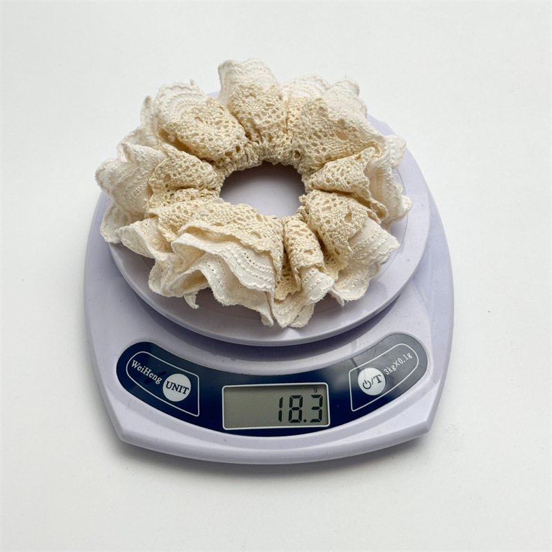 Three-State New Sense Hair Ring Hollow Lace Multi-Layer Pleated Large Intestine Hair Ring Handmade display picture 4