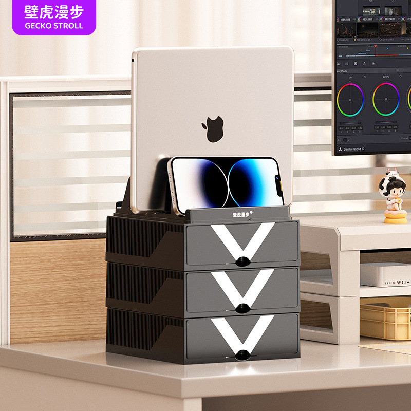 Drawer-type Notebook Flat Side Erect Bracket Desktop Storage Box Office Desk Station Multi-layer Storage Box