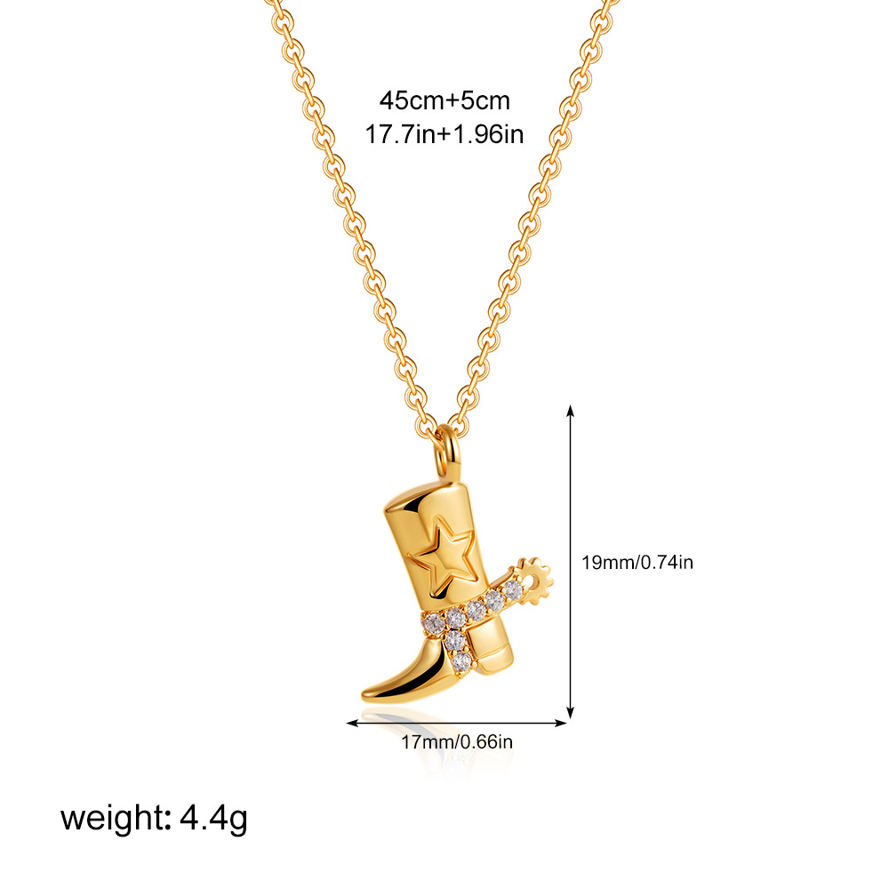 PVD Coated Real Gold Plated Star Heart Shape Boots 304 Stainless Steel Vintage Style Classic Pendant Necklace display picture 6