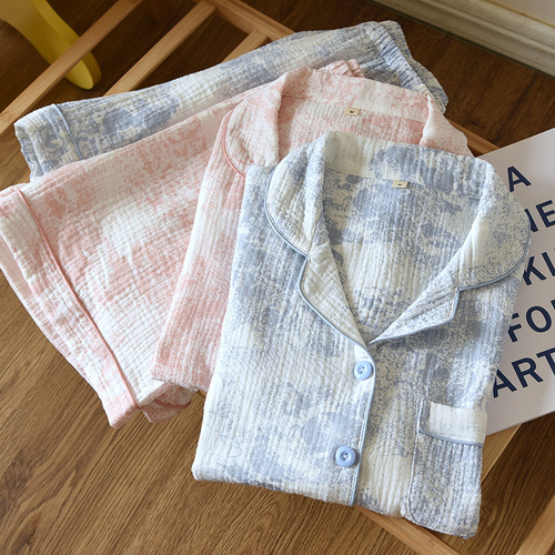 Cotton gauze short-sleeved shorts women's suit spring and summer thin pure cotton home clothes loose breathable sweat-absorbent breathable large size