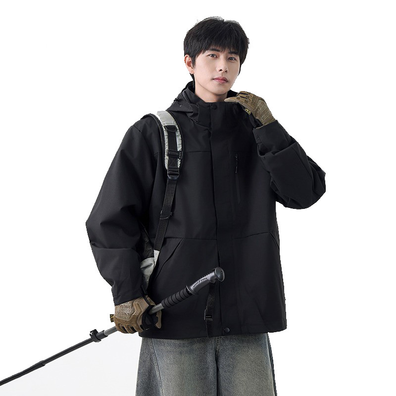 Three-In-One Detachable Jacket Men's Outdoor Workwear Jacket Autumn and Winter Windproof and Warm Mountaineering Jacket with Printed Logo