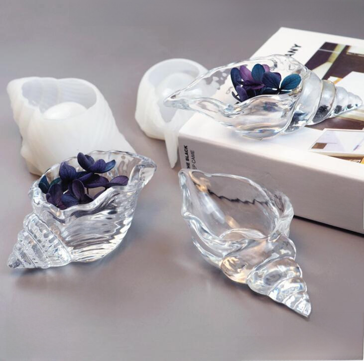 DIY resin mirror 3D sea snail makeup egg storage shell ocean silicone mold