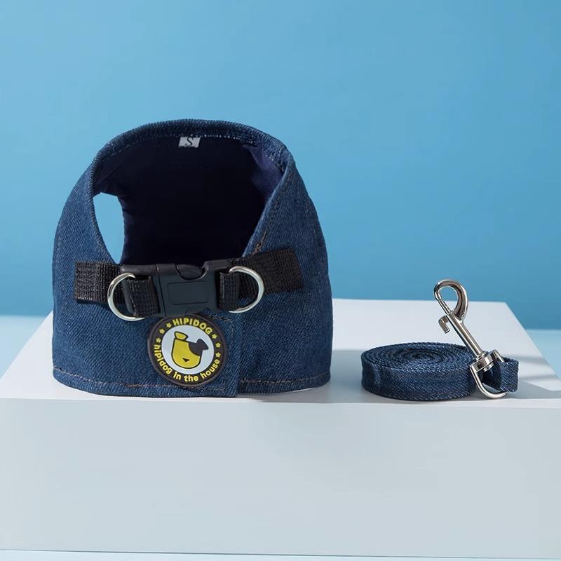 Chaleco de mezclilla correa para perro mediano y pequeño perro Teddy Bomei correa para el pecho perro mascota cuerda para caminar suministros para gatos