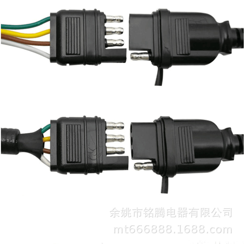 SAE路扁平拖车线延长件40英寸柔性盘绕电缆带SAE公母线束连接器