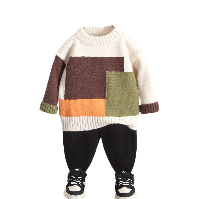 6851 Suéter de punto cálido grueso para niños 2025 nuevo suéter exterior para niños de invierno, top de bebé, ropa de otoño e invierno