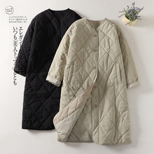 实拍2024新款文艺棉麻加大码复古开衫长袍棉衣外套