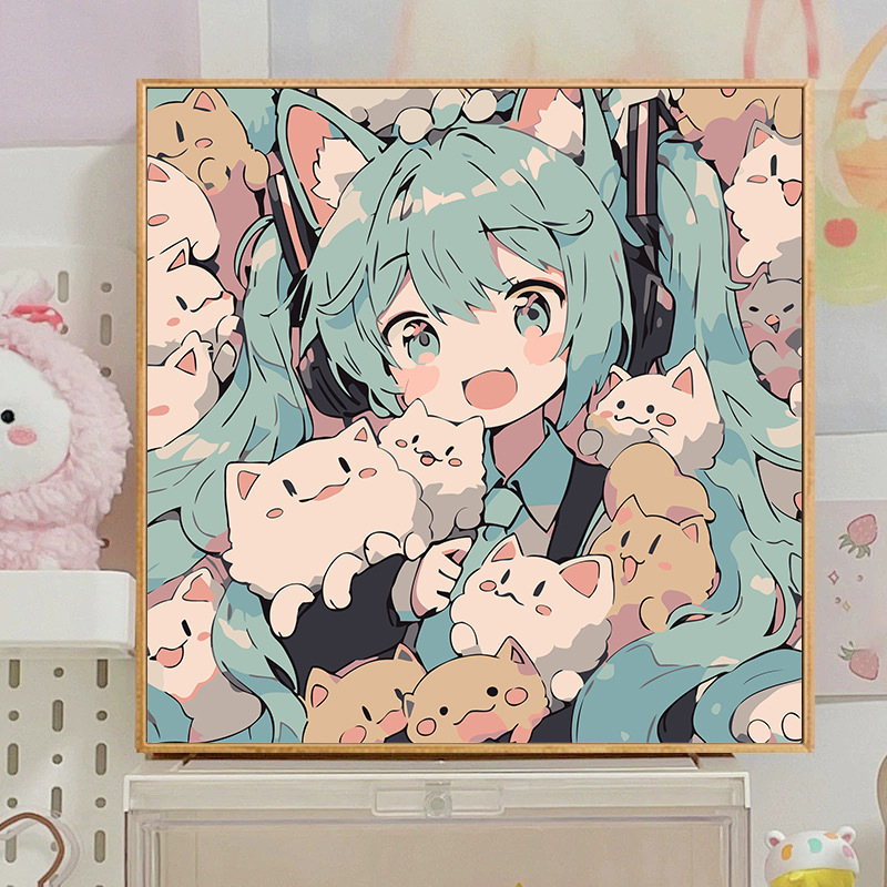 宮崎駿デジタル油絵DIY手描きぬりえ夏目友人帳ポニョ二次元アクリル画インスタ風|undefined