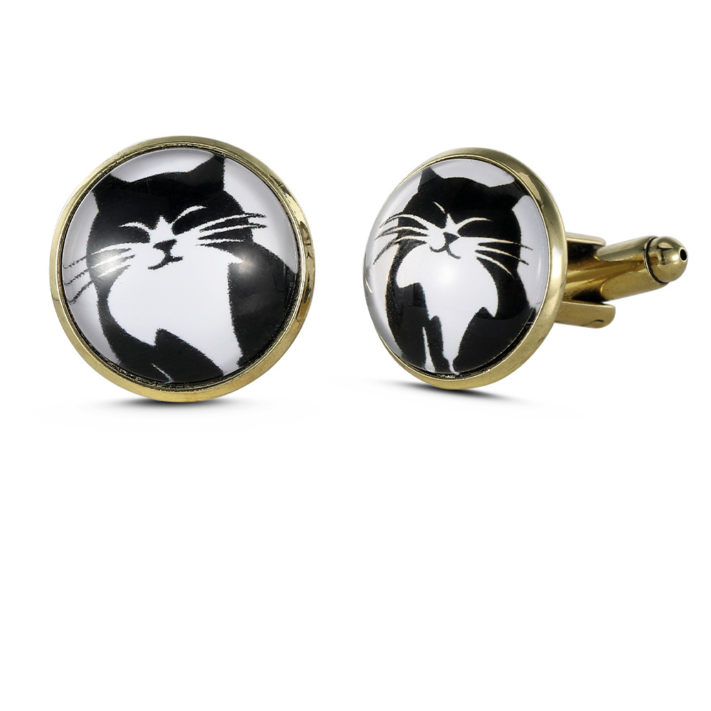 moda gatto animale rotondo francese gemelli polsini chiodi polsini camicia uomo punto_voghion.com