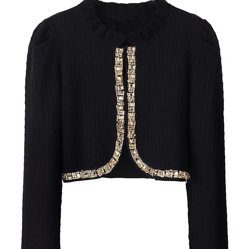 Demi-season fashionable golden design knitted cardigan
