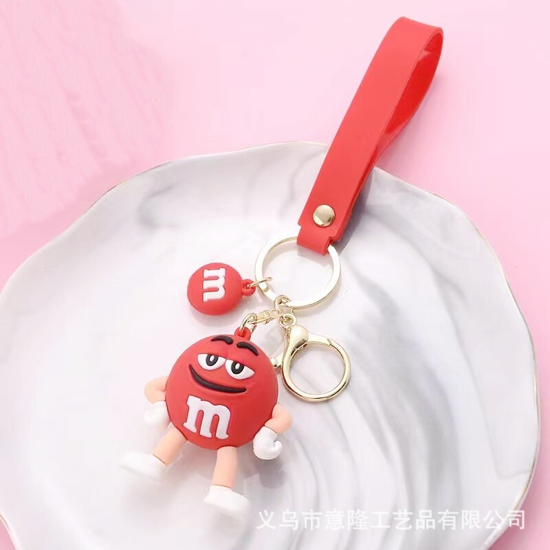 クリエイティブ M ビーンレターキーホルダーペンダントかわいい漫画接着剤 PVC 立体車のキーチェーン小さなギフト卸売|undefined