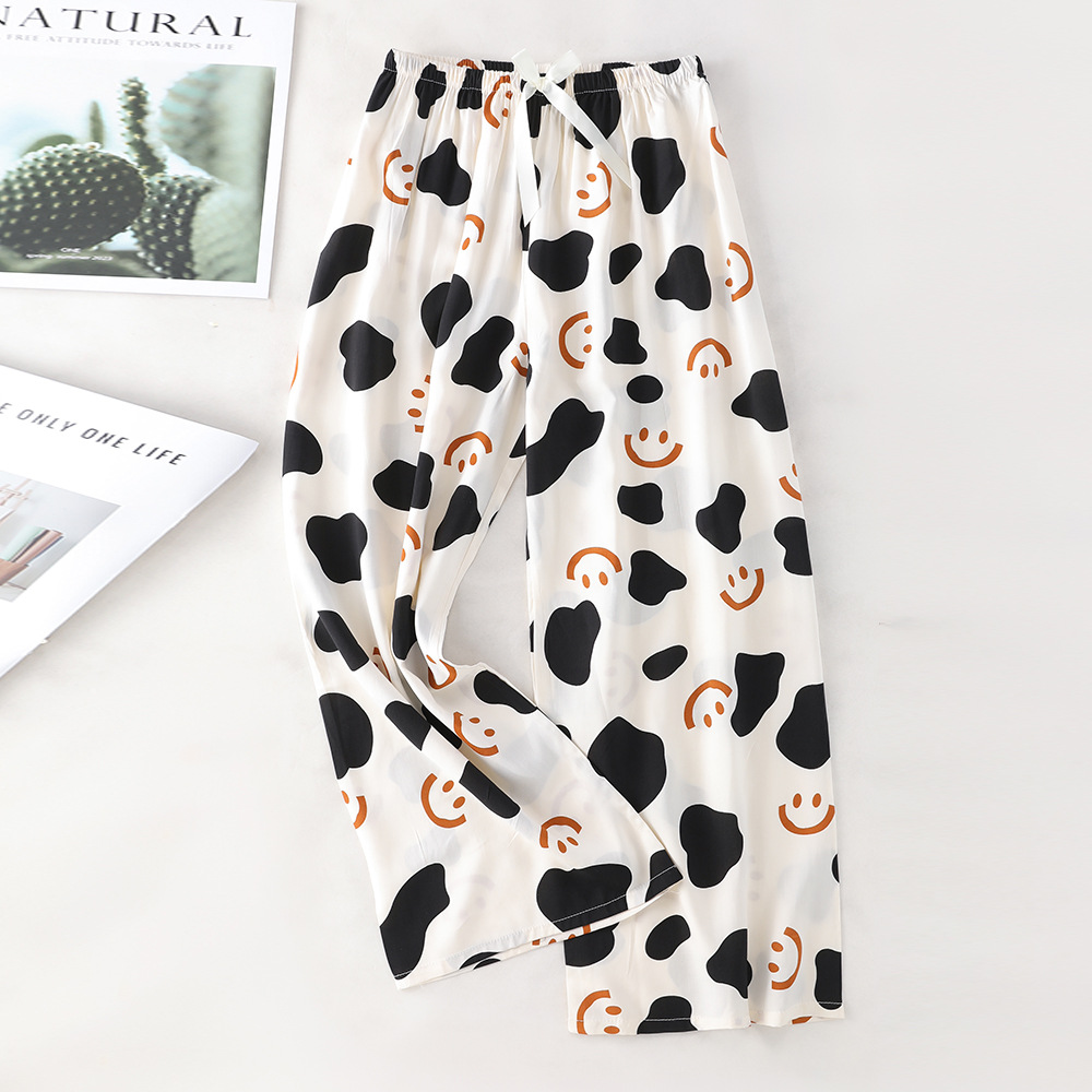 Pantalones de pijama de algodón de verano sueltos para mujeres embarazadas pantalones de piernas anchas colgantes sensación de nueve pantalones para el hogar se pueden usar fuera