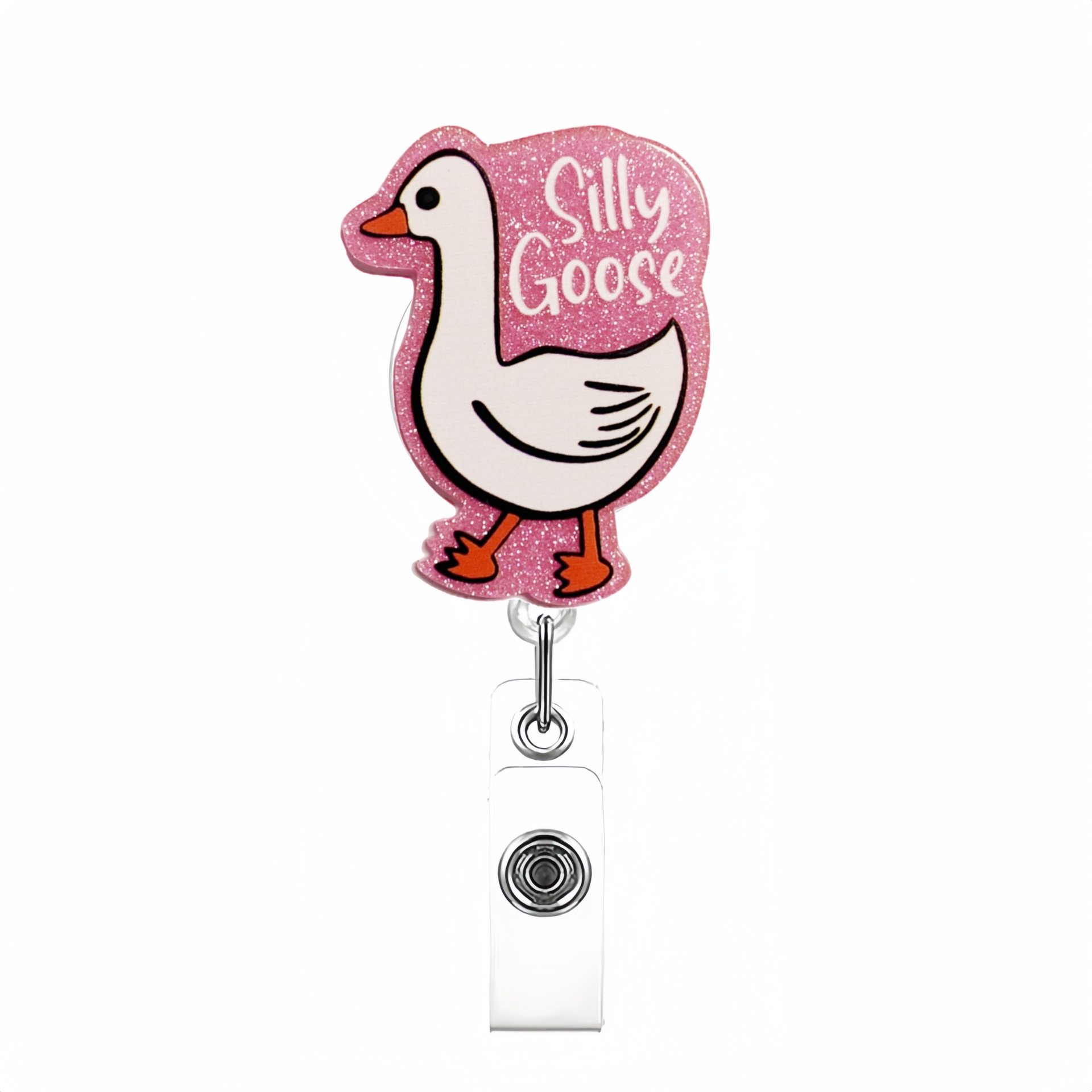 Etiqueta de etiqueta de venta caliente transfronteriza en lugar de acrílico divertido brillo clip de insignia telescópico hebilla de identificación hebilla fácil de tirar