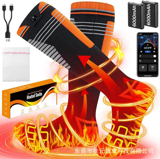 Популярные умные носки с подогревом через приложение, постоянная температура, 10 часов работы, электрические носки для кемпинга и активного отдыха, теплые аксессуары.