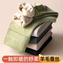 秋裤女冬季内穿加大码羊毛蚕丝加绒加厚考拉绒高腰打底德绒保暖裤