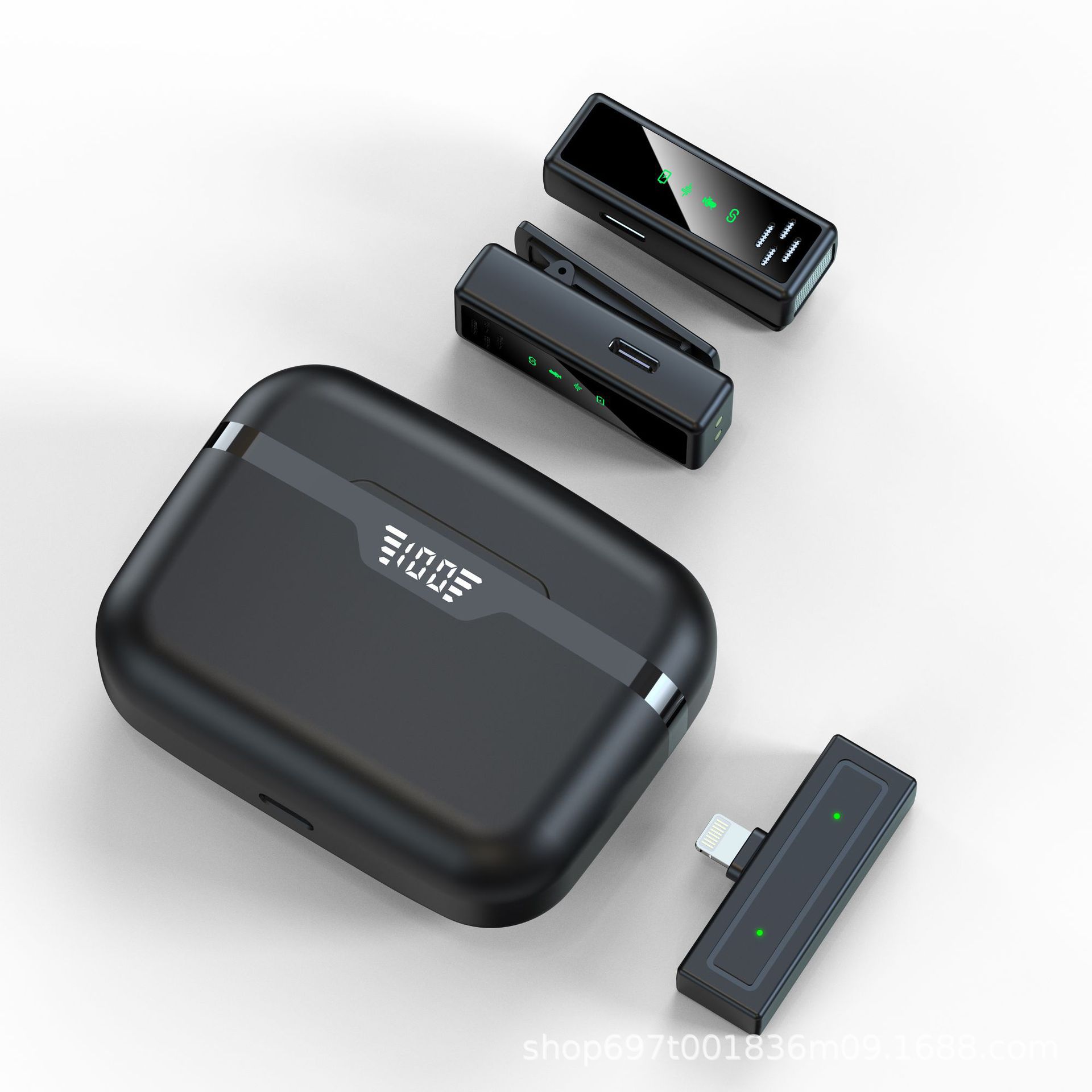 Estuche de carga para micrófono inalámbrico J80 con pantalla digital, transmisión en vivo, reducción de ruido, grabación de video, mini micrófono, pantalla digital inalámbrica