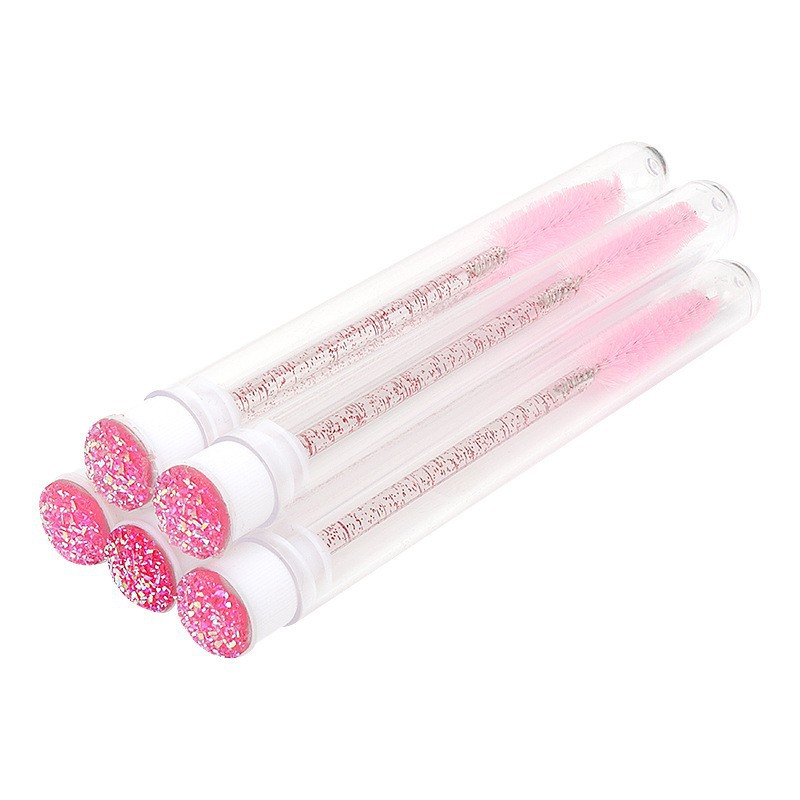 Cepillo para pestañas con tubo perforado, cepillo para pestañas desechable con varilla de cristal, peine para cejas, cepillo para pestañas portátil para maquillaje