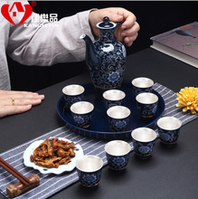 珐琅彩纯银鎏银酒杯温洒壶礼品 复古白酒创意酒具套装家用