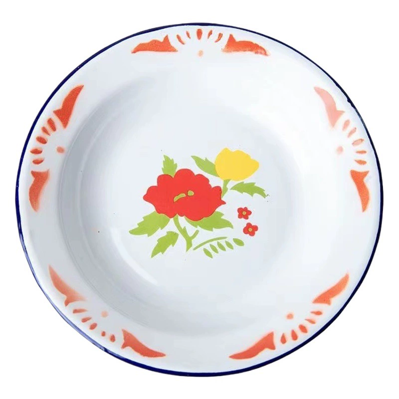 Винтажная Ретро эмалированная тарелка ностальгическая железная тарелка тематический Ресторан горячий горшок Малатанг барбекю стойло погружная тарелка