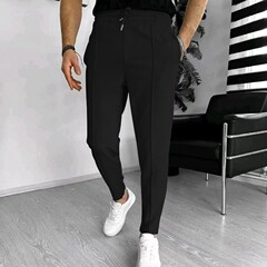 アマゾンクロスボーダー2024タイプ男性ワッフルカジュアルスポーツ純色ズボン