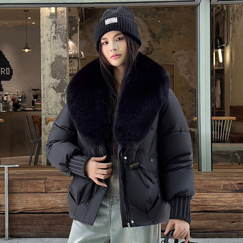 Negro invierno 2025 otoño invierno algodón nuevo chaqueta de mujer pequeña chaqueta de algodón chaqueta de moda corta engrosada