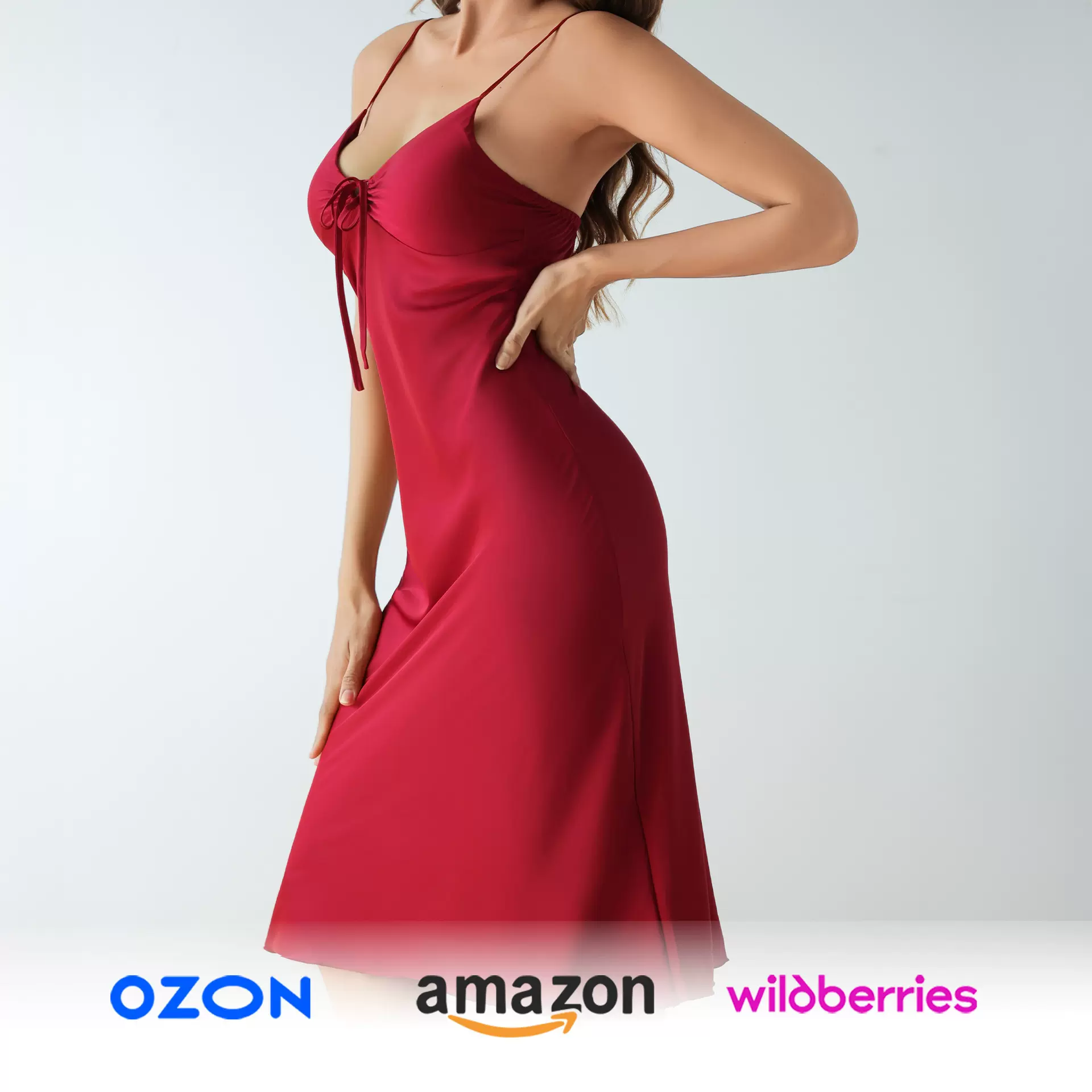 亚马逊跨境带胸垫缎面睡衣女春夏季性感吊带裙露背睡裙女士家居服