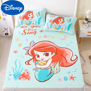 Disney children's latex mat three-piece ice silk mat girls cartoon mermaid summer washable mat