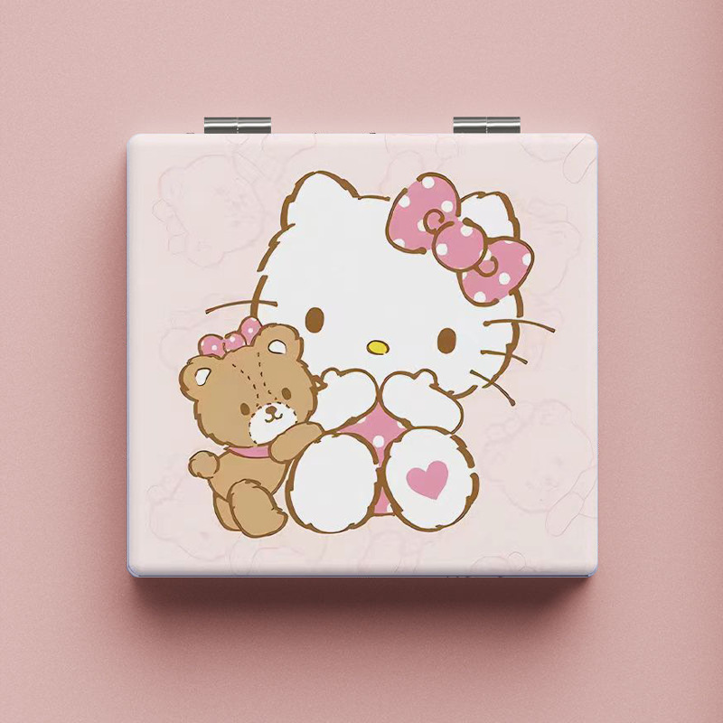 Lindo espejo pequeño Sanrio Kulomi espejo de maquillaje portátil de alto valor espejo de maquillaje portátil dormitorio de estudiantes espejo de maquillaje plegable